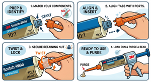 A Guide on how to attach 3M EPX Orange Mixing Nozzles to a Scotchweld Adhesive Cartridge