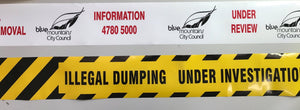 Restricted Area & other Custom Printed Messages on Safety Tape right across Australia to Government Agencies & Councils
