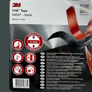 We supply short 19mm x 11mtr length rolls of 5952 Black VHB Tape - Australia Wide