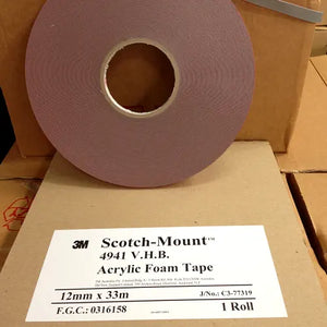 We keep in stock 3M 4941 Grey Very High Bond Double Sided Tape (VHB Tape) 1.1mm Thick.