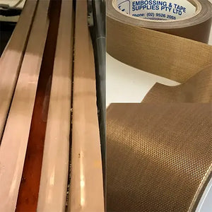 Brown Woven (Teflon Tape) is used in Roller Skating Derby's (Roller Derby) to protect floors from being damaged when Roller Skaters - Players fall over