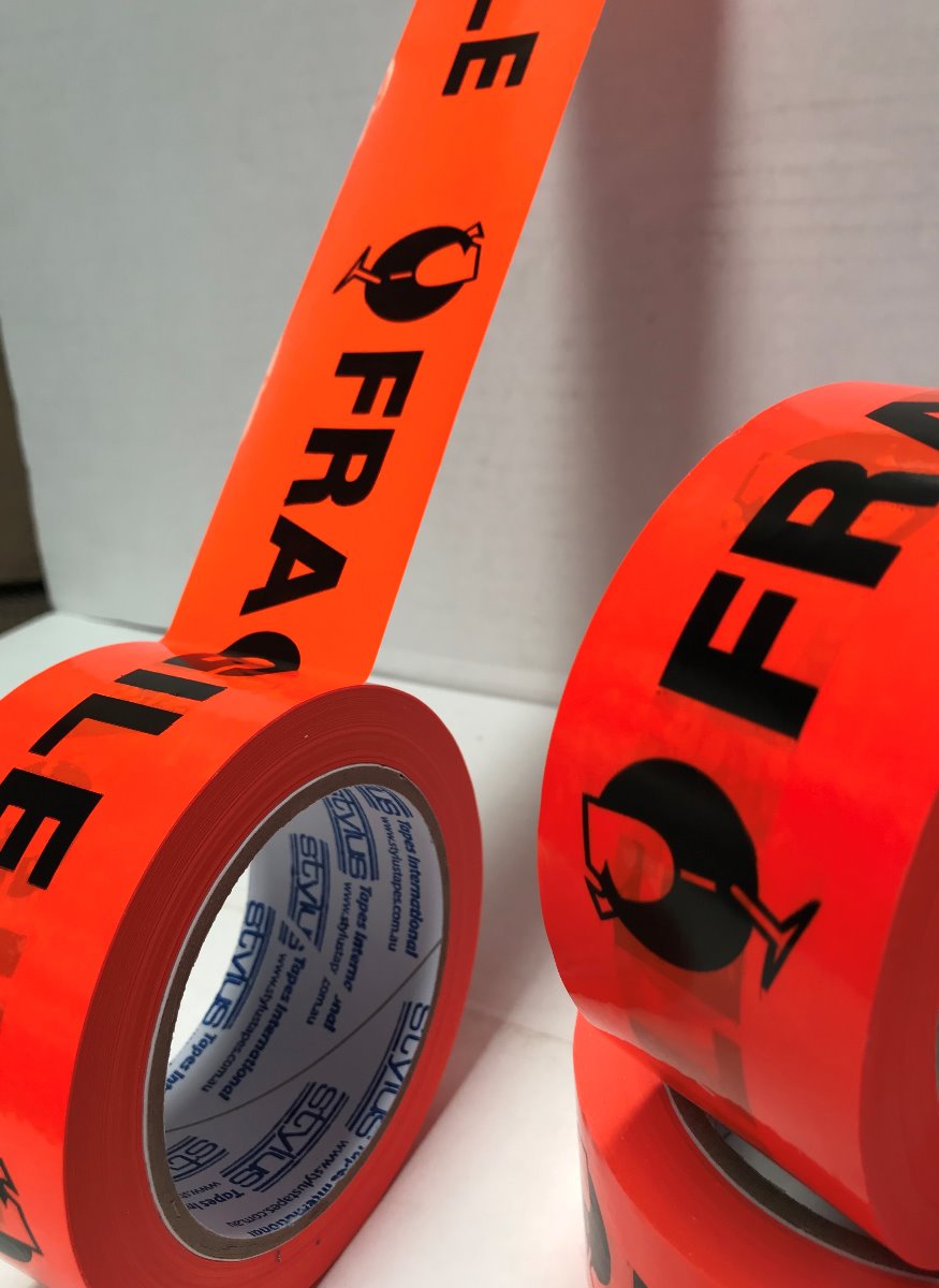 Fragile PVC Low Noise Tape - Silent Unwind makes no noise when unwinding off the roll & will solve all your noise issues when packaging. Order Silent - No Noise Fragile Tape Online Here For Australia Wide Delivery