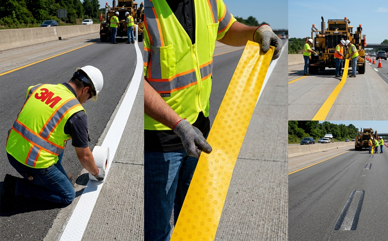 We supply Stamark Removable Lane Marking Tape for traffic, lane adjustment Australia Wide