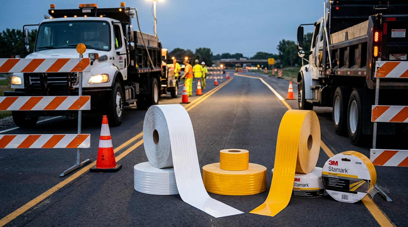 Order Online Here, Temporary Removable Tape designed for lane adjustment & traffic diversion. We supply 3M Stamark roadmarking tape Australia Wide !