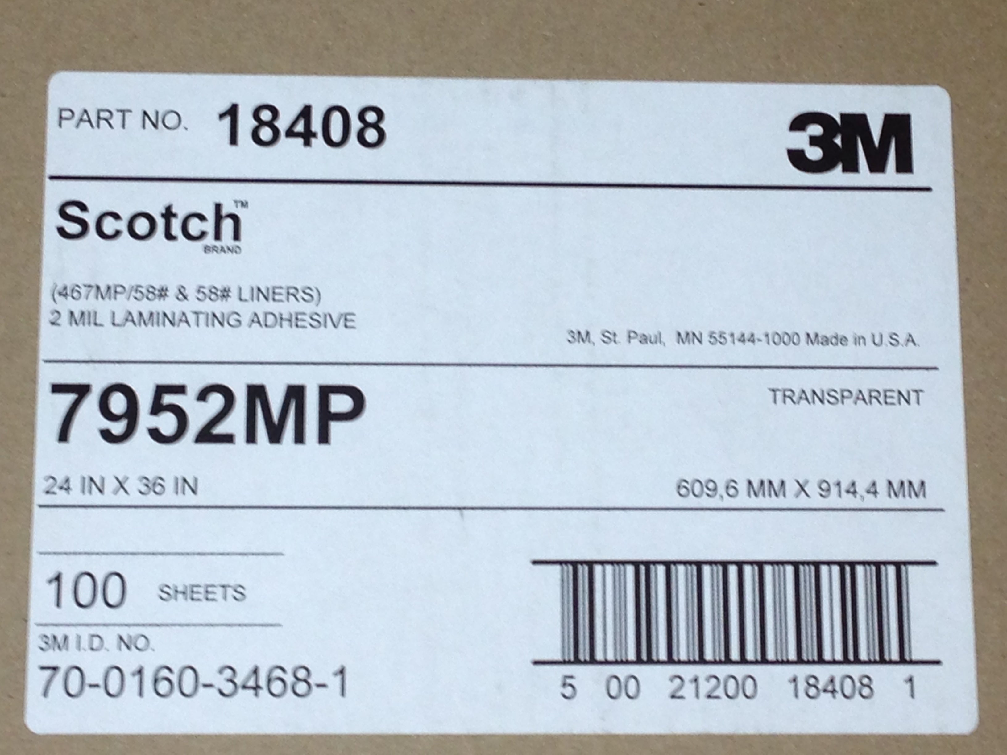 We Supply 7952mp - Sheets of Double Sided Tape  609mm x 914mm - 3M 467 Adhesive Transfer Sheets