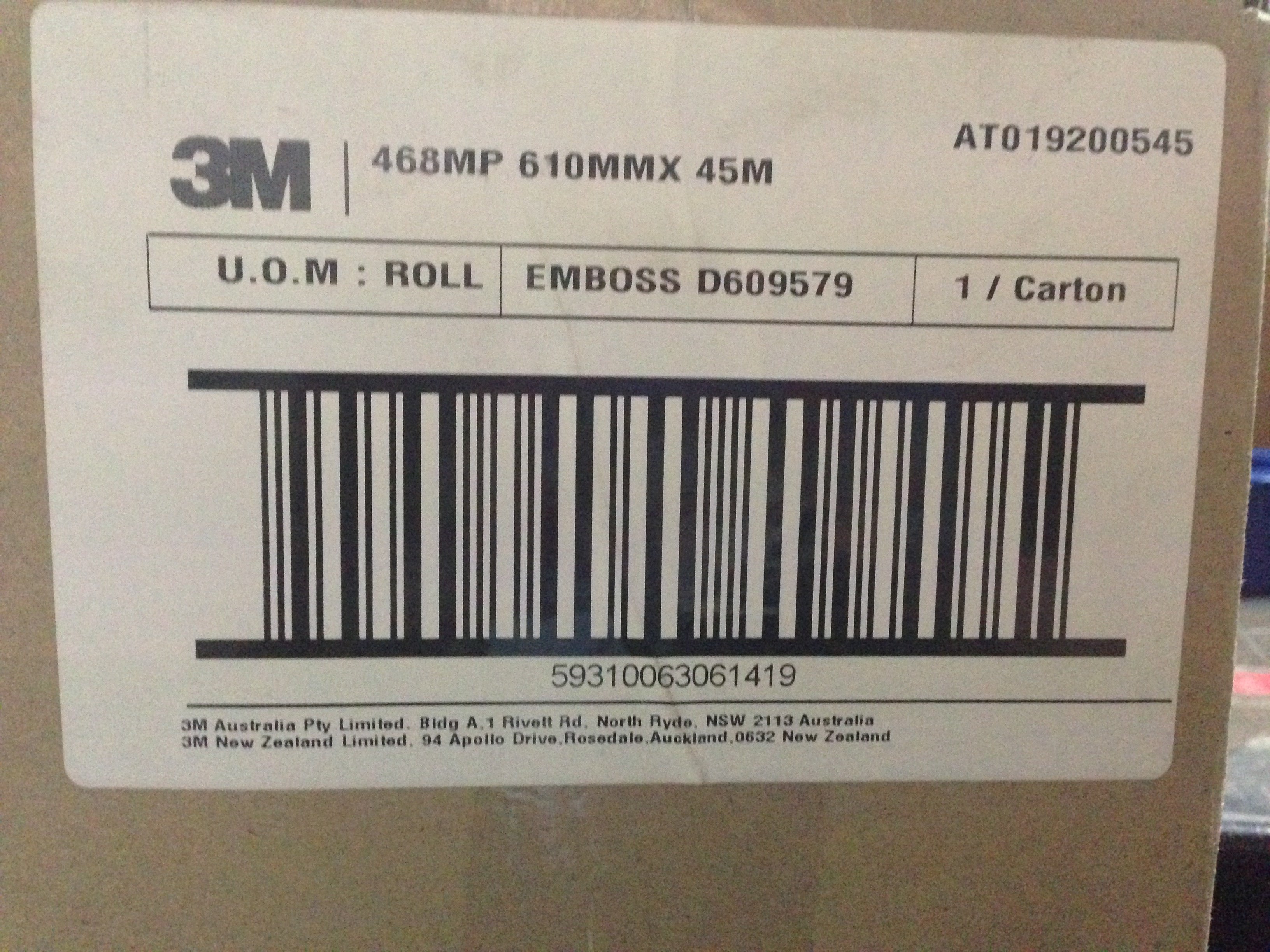 468mp - 3M double sided tape. We stock 600mm wide logs & supply 3M 468 to Sydney