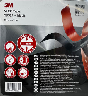 We supply short 19mm x 11mtr length rolls of 5952 Black VHB Tape - Australia Wide