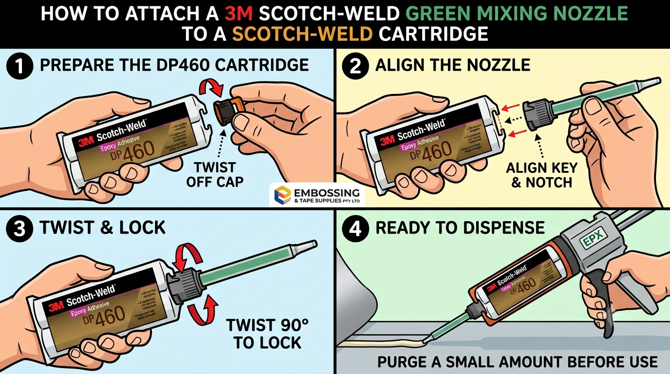 How to attach a Green EPX Mixing nozzle to a Scotchweld Cartridge