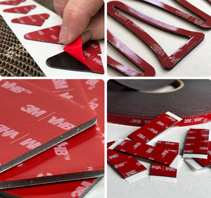 Shown here is 3M 5952 VHB Tape Die Cut to different shapes & sizes. This Double Sided Tape is designed for use on a range of LSE (Low Surface Energy) Plastics.
