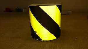 We supply Yellow/Black Diagonally Striped Reflective Tape in standard sizes as well as custom sizing