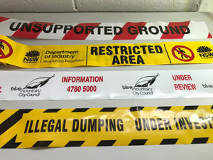 Custom Print Barricade / Barrier Tape Printed on 1 or 2 sides available here