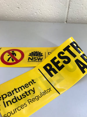 We supply barrier - barricade tape with customised printing to your requirements throughout Australia