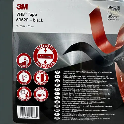 We supply short 19mm x 11mtr length rolls of 5952 Black VHB Tape - Australia Wide