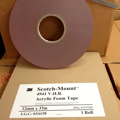 We keep in stock 3M 4941 Grey Very High Bond Double Sided Tape (VHB Tape) 1.1mm Thick.