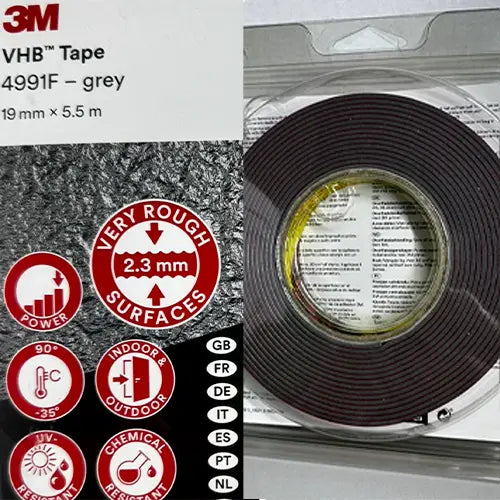 We supply short length rolls (19mm x 5.5mtr) of 3M 4991 (Grey - 2.3mm thick) VHB Tape Australia Wide