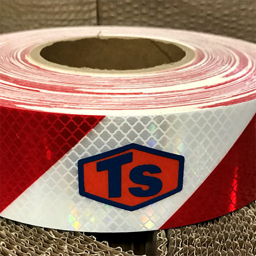 We custom print on Chevron reflective tape up to any width you require