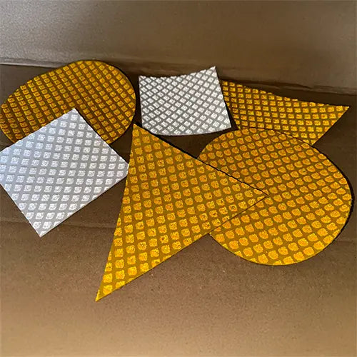 We die cut all types of shapes & sizes of road marking / pavement tape designed for use in outdoor areas