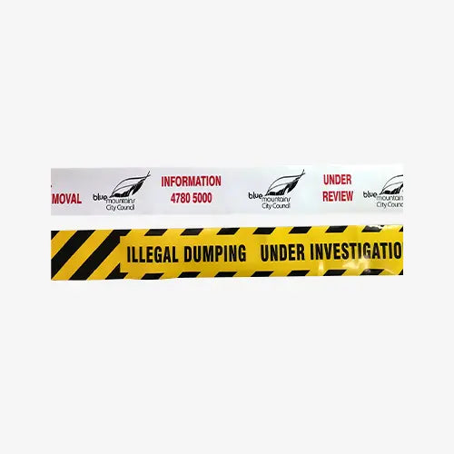 Restricted Area & other Custom Printed Messages on Safety Tape right across Australia to Government Agencies & Councils