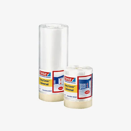 Masking film with slightly creped adhesive paper tape