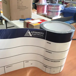 Perforated Label Tape can be custom printed & perforated to your requirements and delivered Australia Wide
