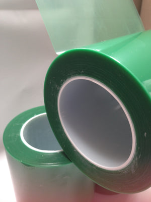 We Die Cut Green Polyester  High Temperature Tape to all shapes & sizes to cover holes / spaces to go on products before they are powder coated