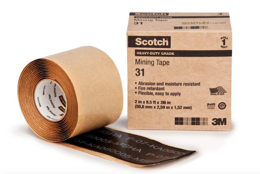 Scotch® Heavy-Duty Mining Tape 31, 2 in x 8-1/2 ft, Black, 1 roll/carton,  10 rolls/case
