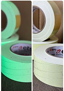 Photoluminescence Tape before & after being exposed to light. Available Australia Wide right here !