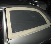 Car window being masked