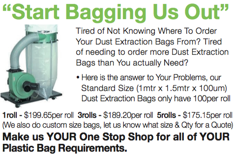 Dust Extraction Bags Available Here. We Have Standard Sizes & Can Make To Order