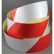 Our standard sizes of diagonal striped reflective tape are 50mm, 75mm & 300mm