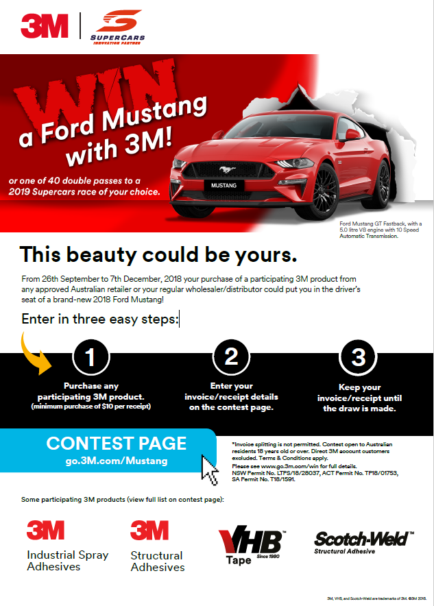 3M Ford Mustang Competition - Finishes December 2018